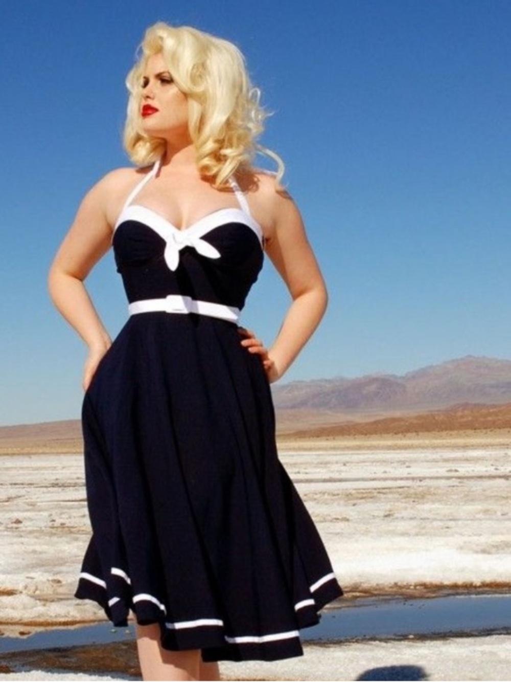 NWT Sailor Swing Dress in Navy with Belt